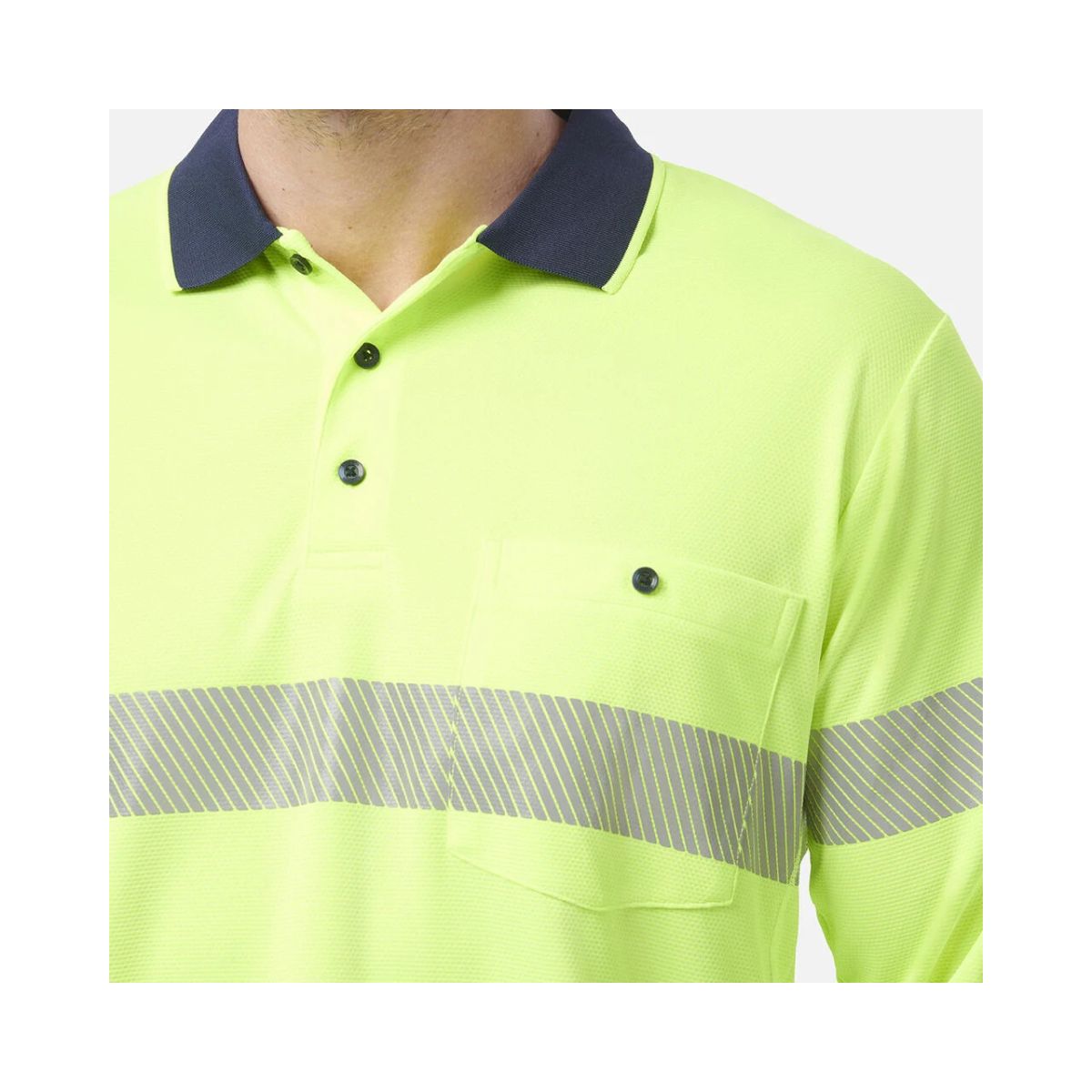 KingGee Men's Workcool Hyperfreeze Hi Vis Long Sleeve Polo Shirt With Segmented Tape K54225