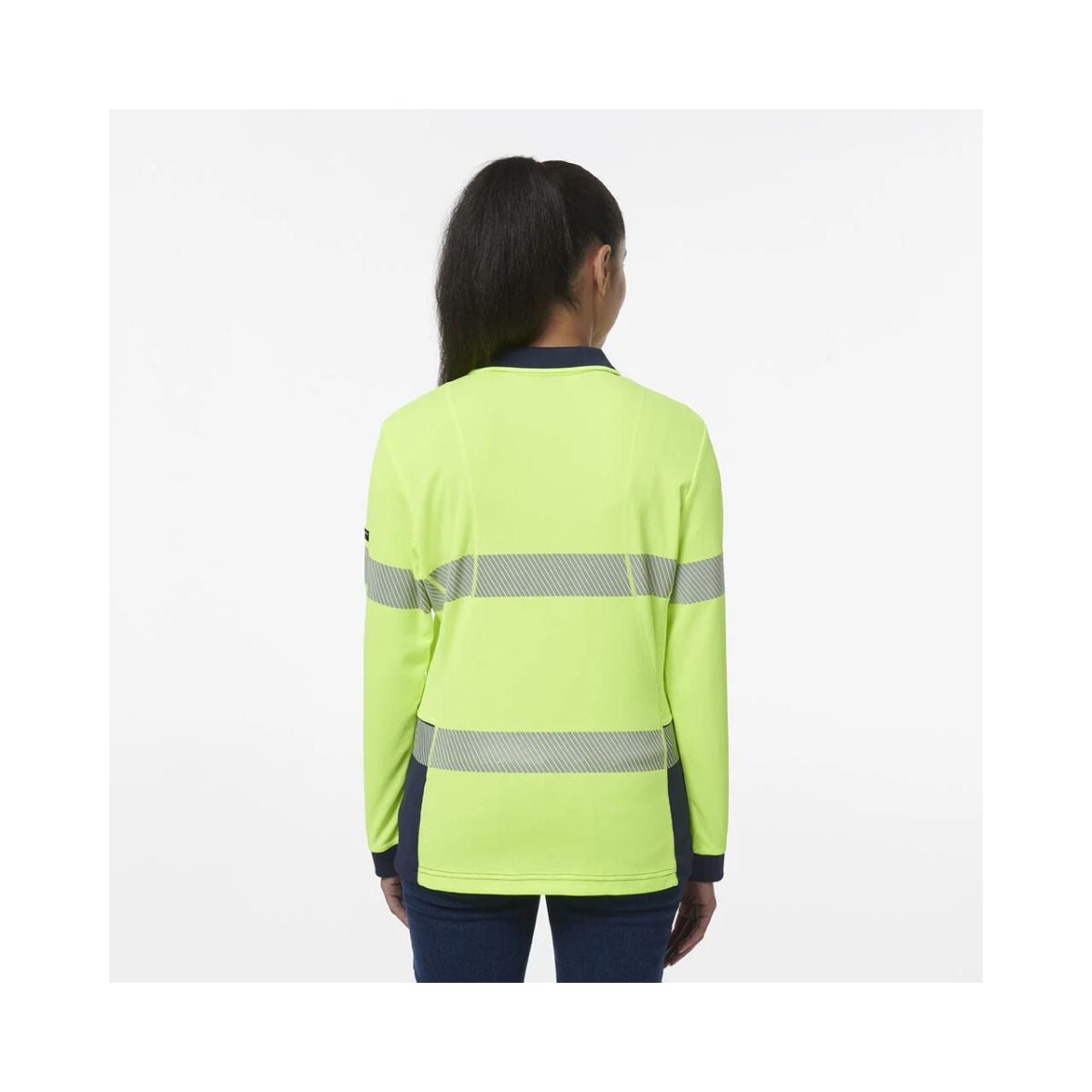 KingGee Women's Workcool Hyperfreeze Spliced Hi Vis Long Sleeve Polo Shirt With Segmented Tape K44223
