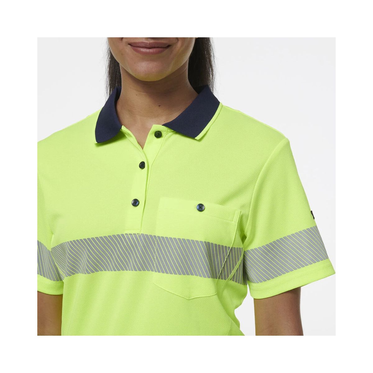 KingGee Women's Workcool Hyperfreeze Spliced Hi Vis Short Sleeve Polo Shirt With Segmented Tape K44224