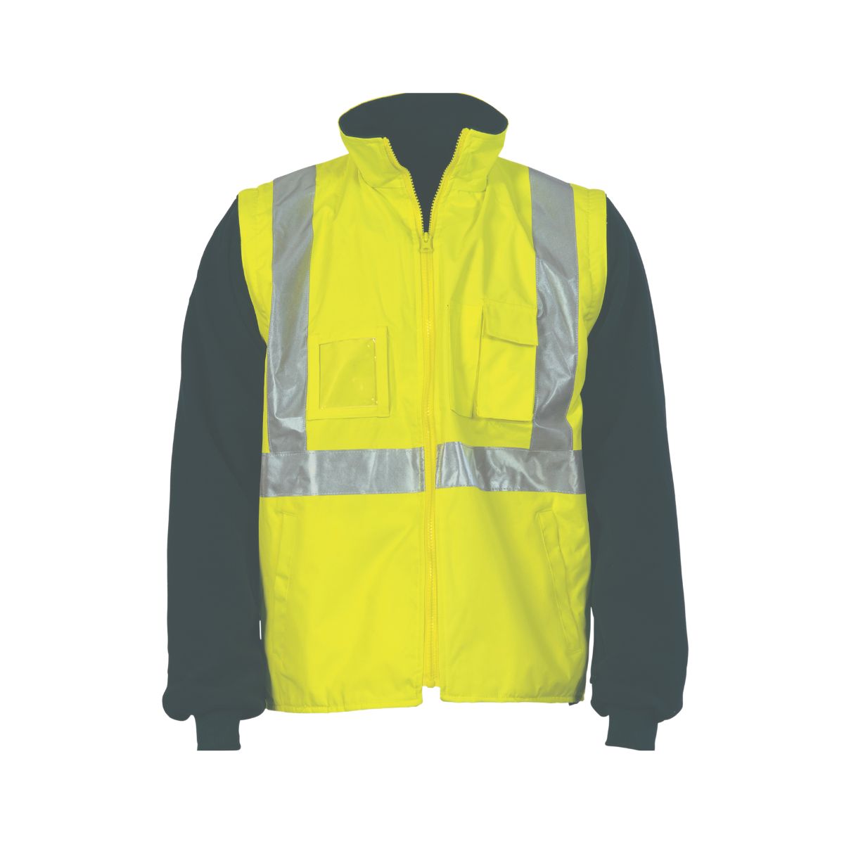 Hi Vis Cross Back Day Night "4 in 1" Zip Off Sleeve Reversible Vest 3994