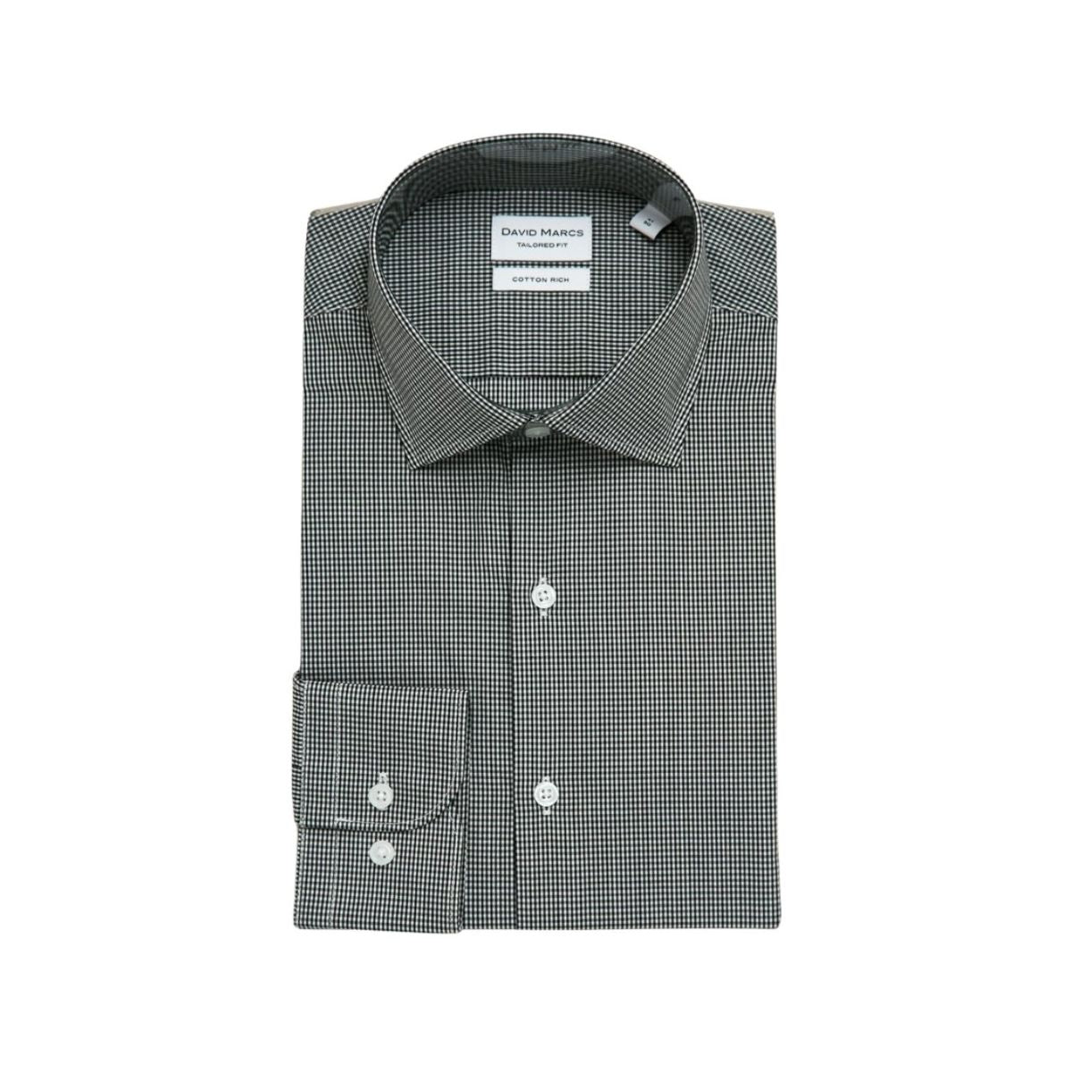 David Marcs Men's Long Sleeve Tailored Fit Check MSLT16