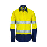 DNC Ladies HiVis Two Tone Cool-Breeze Cotton on Shirt with 3M Reflective Tape - Long sleeve Shirt 3986