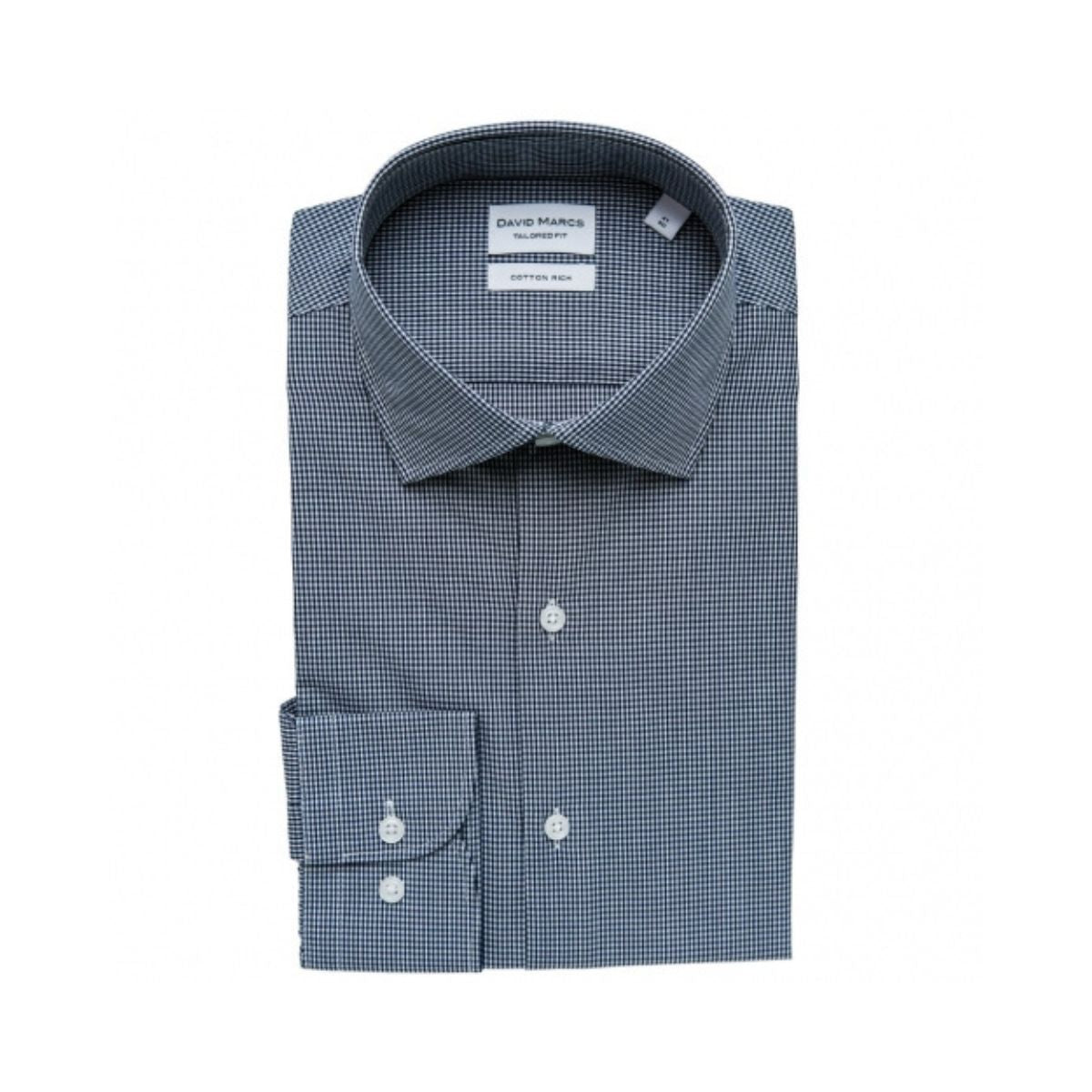 David Marcs Men's Long Sleeve Tailored Fit Check MSLT16