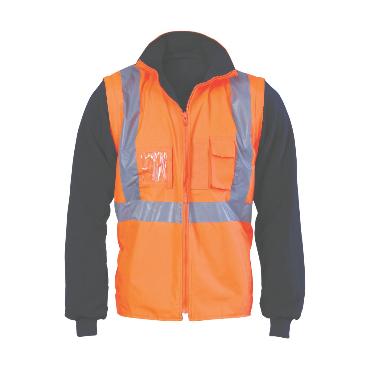 Hi Vis Cross Back Day Night "4 in 1" Zip Off Sleeve Reversible Vest 3994