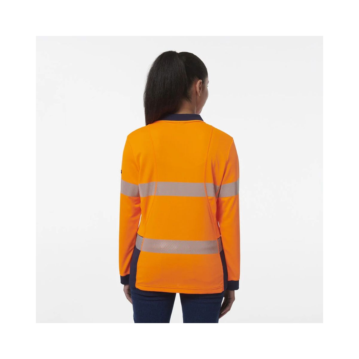 KingGee Women's Workcool Hyperfreeze Spliced Hi Vis Long Sleeve Polo Shirt With Segmented Tape K44223
