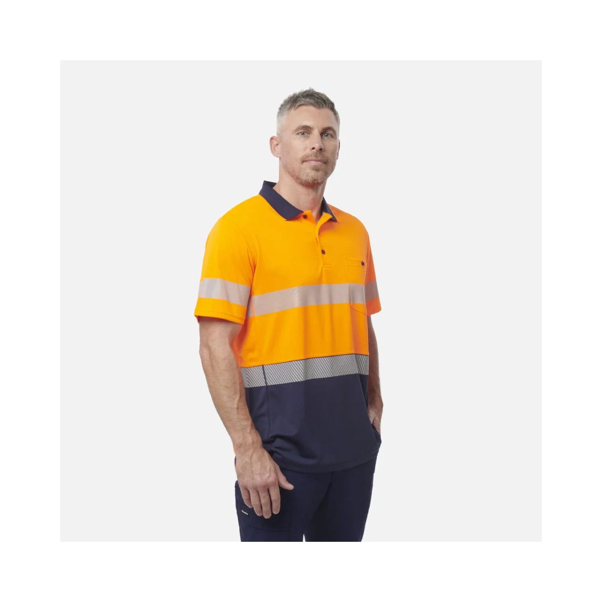 KingGee Men's Workcool Hyperfreeze Hi Vis Short Sleeve Polo Shirt With Segmented Tape K54215