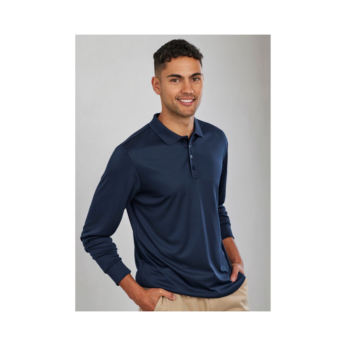 Biz Collection Men's Action Long Sleeve Polo Shirt P206ML