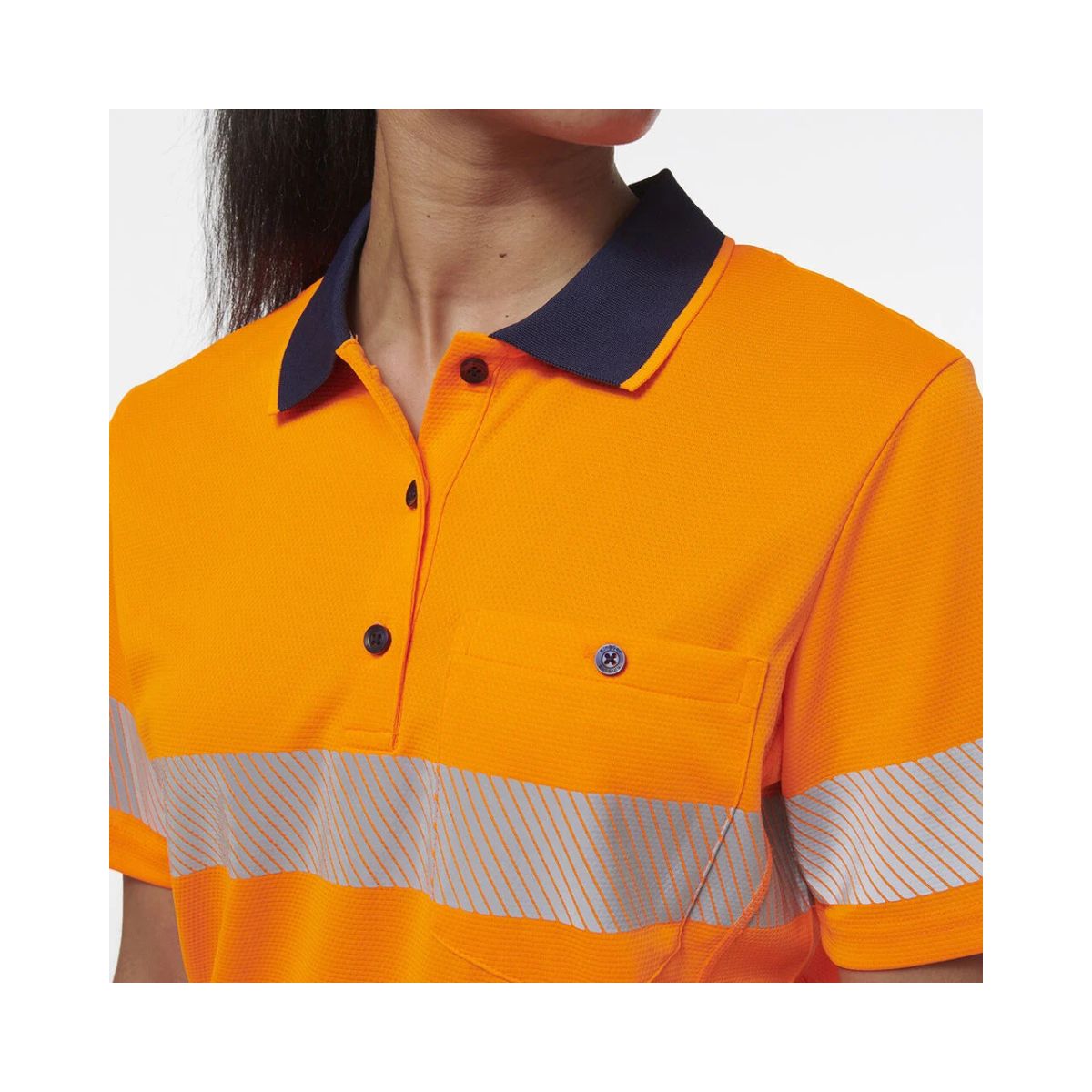 KingGee Women's Workcool Hyperfreeze Spliced Hi Vis Short Sleeve Polo Shirt With Segmented Tape K44224