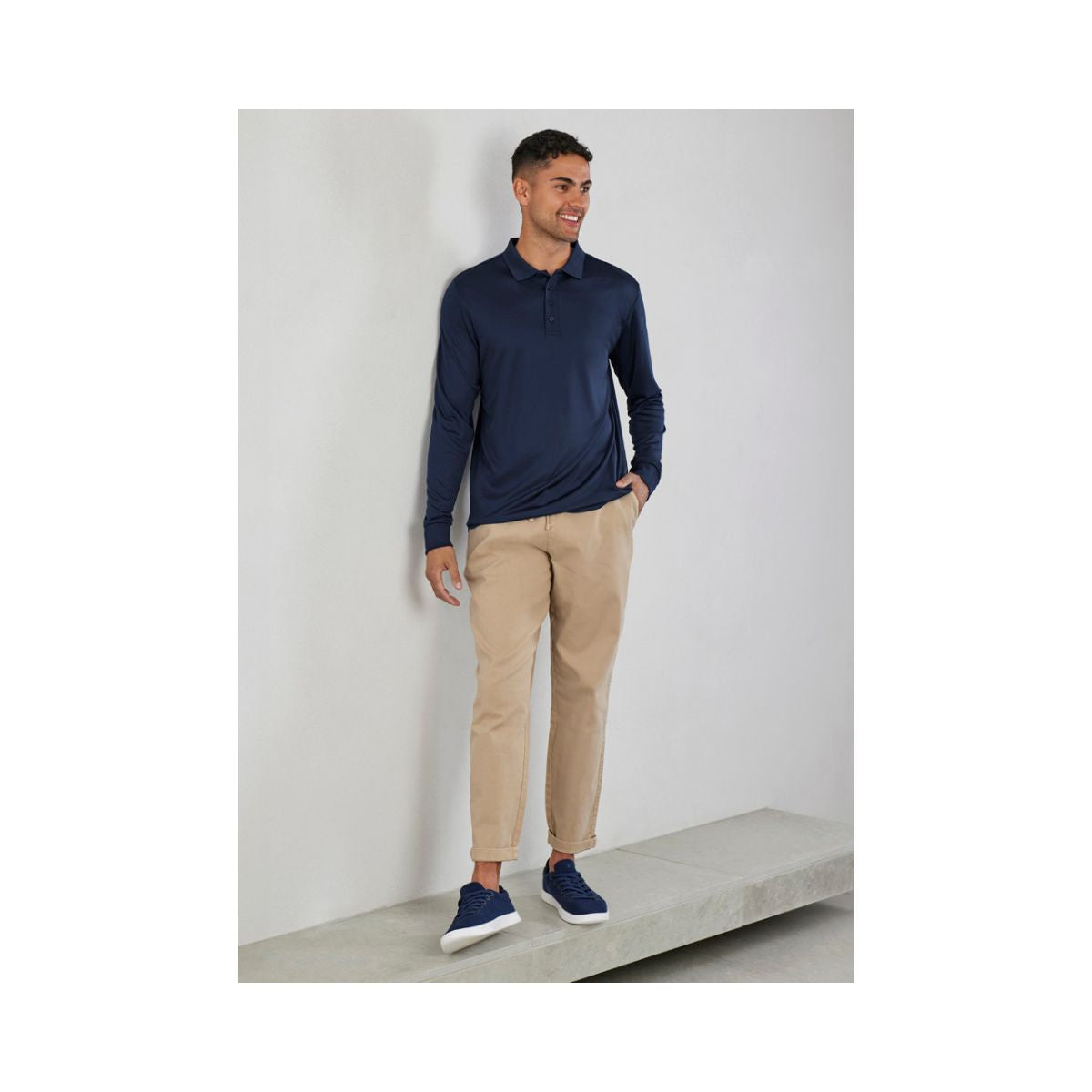 Biz Collection Men's Action Long Sleeve Polo Shirt P206ML