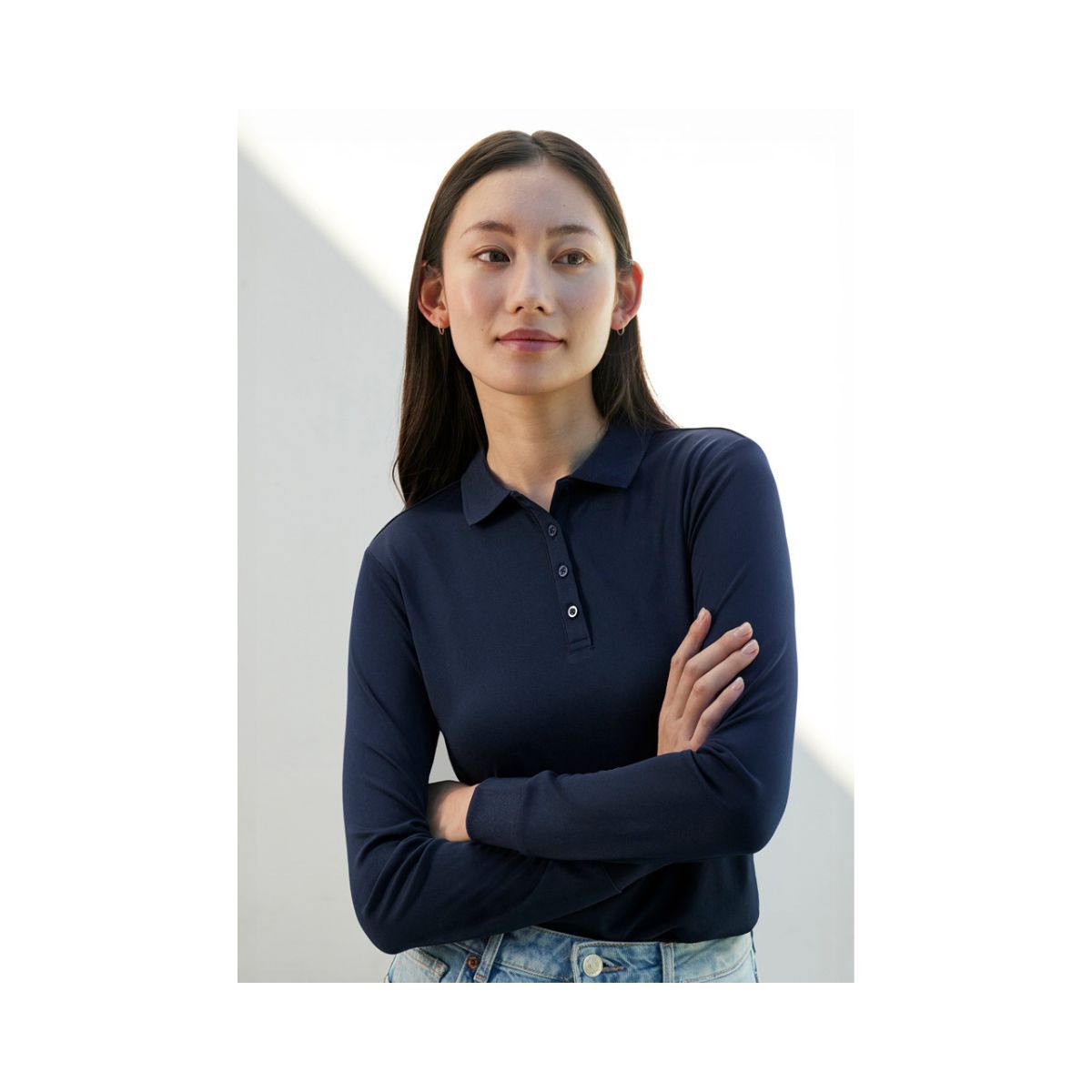 Biz Collection Women's Action Long Sleeve Polo P206LL