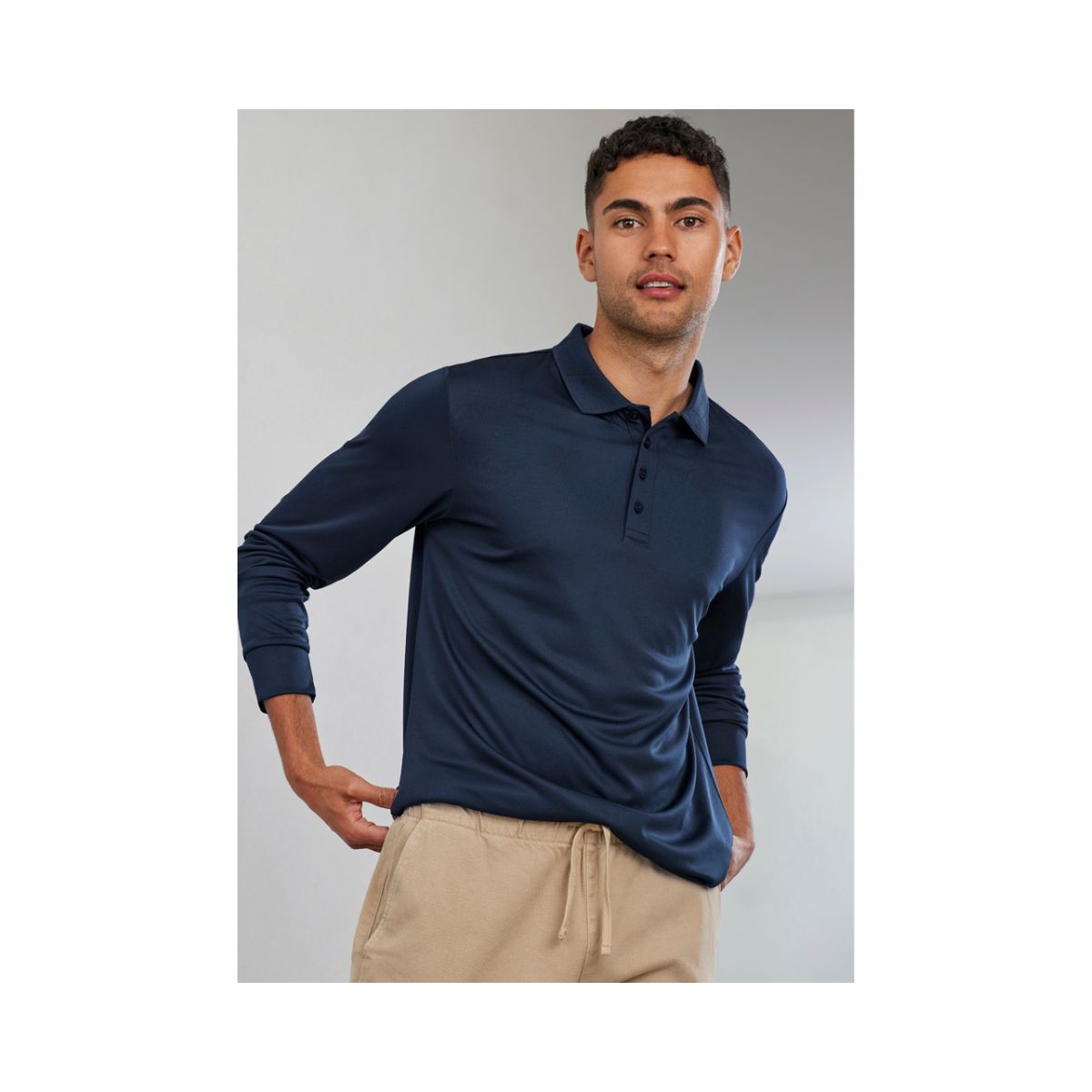 Biz Collection Men's Action Long Sleeve Polo Shirt P206ML
