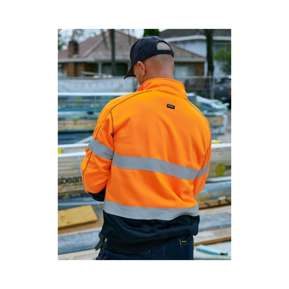 Bisley Taped Hi Vis 1/4 Zip Fleece Pullover with Sherpa Lining BK6987T