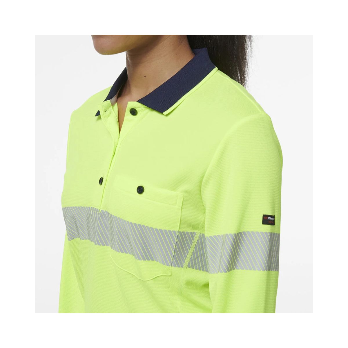 KingGee Women's Workcool Hyperfreeze Spliced Hi Vis Long Sleeve Polo Shirt With Segmented Tape K44223