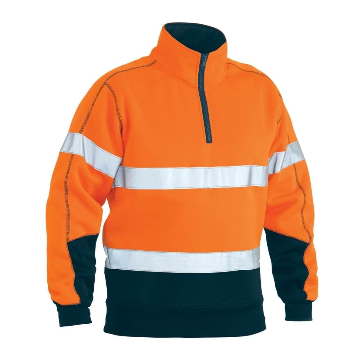 Bisley Taped Hi Vis 1/4 Zip Fleece Unisex Pullover BK6989T