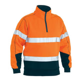 Bisley Taped Hi Vis 1/4 Zip Fleece Unisex Pullover BK6989T