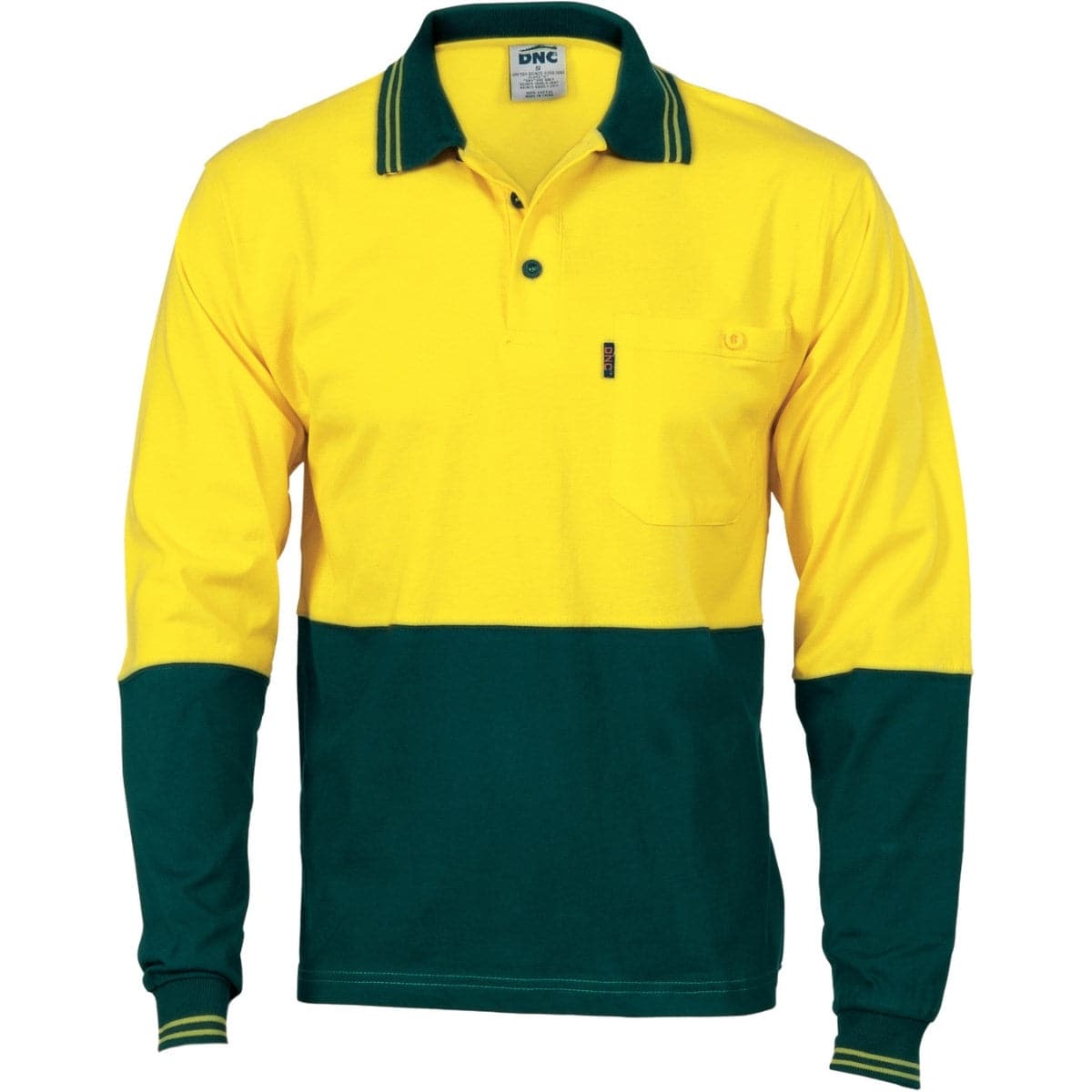 DNC HiVis Cool-Breeze Cotton Jersey Polo Shirt With Under Arm Cotton Mesh - L/S 3846