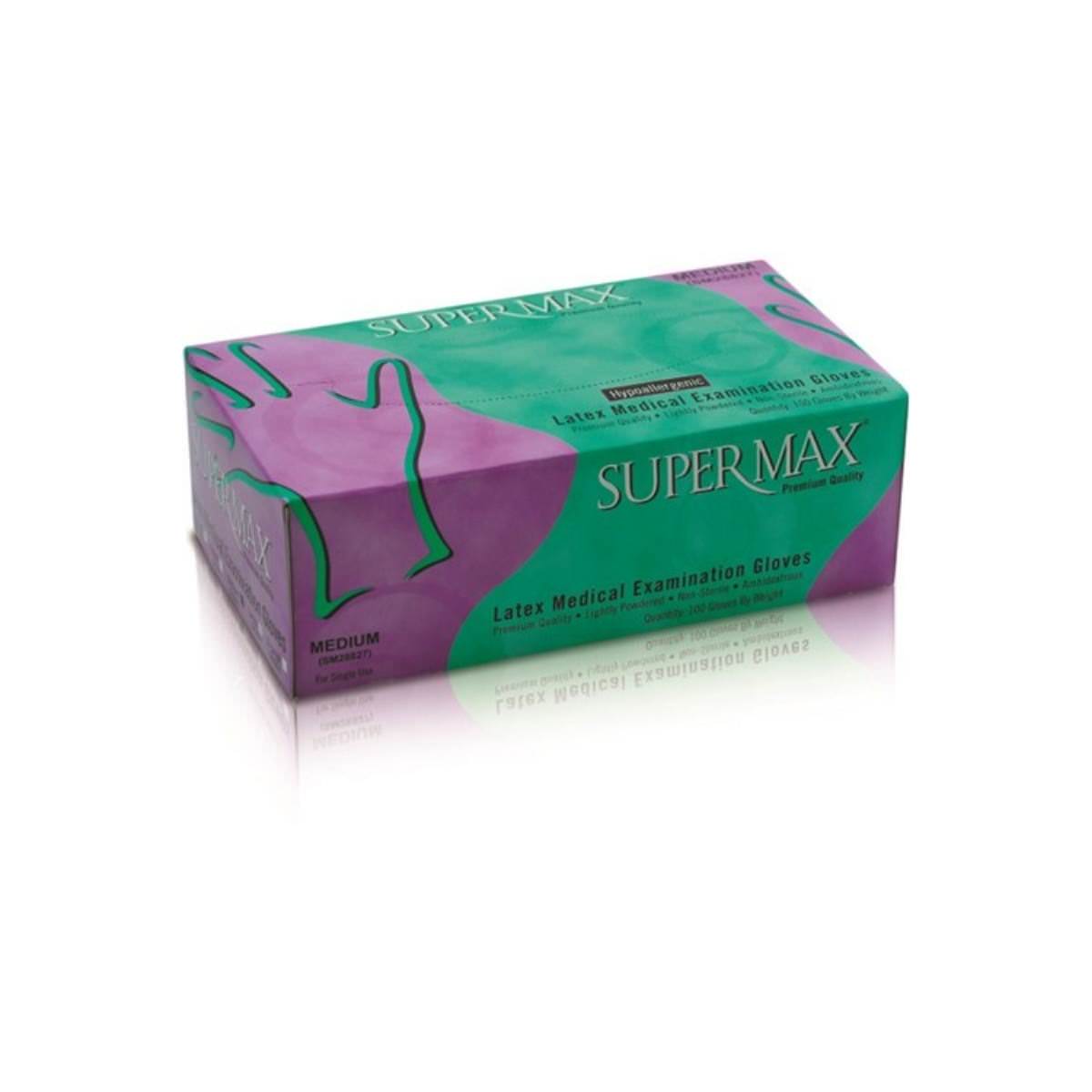 Supermax Latex Examination Glove Low Powder Large Natural (100 per Pack)