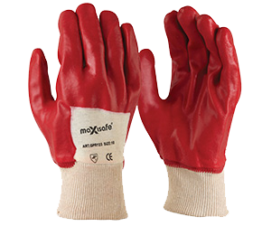 Red PVC Glove with knitted Wrist (Pair)