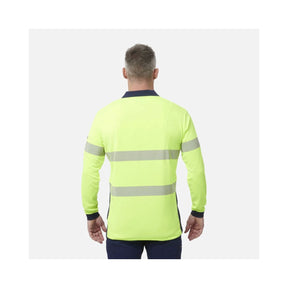 KingGee Men's Workcool Hyperfreeze Hi Vis Long Sleeve Polo Shirt With Segmented Tape K54225