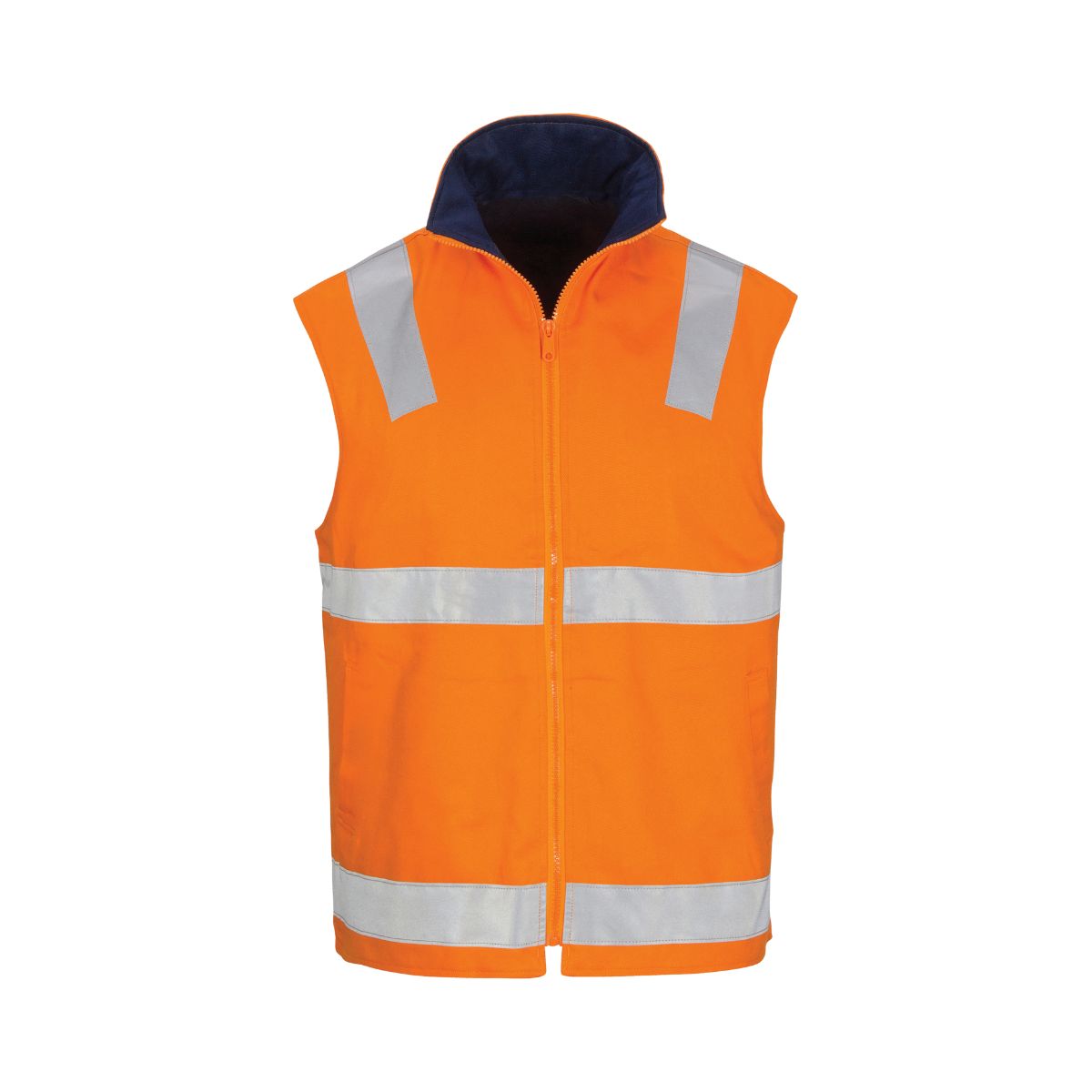 DNC Hi Vis Cotton Drill Reversible Vest with Generic Reflective Tape 3765