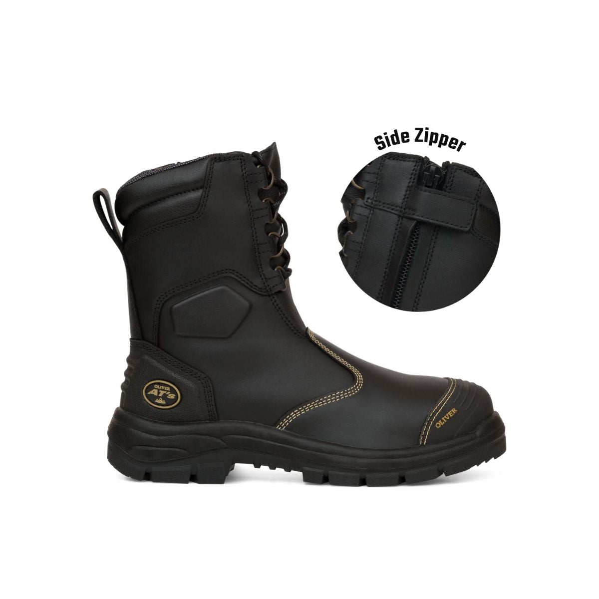 Oliver AT55 Series 200mm Hi-Leg Black Zip Sided Safety Boot 55380