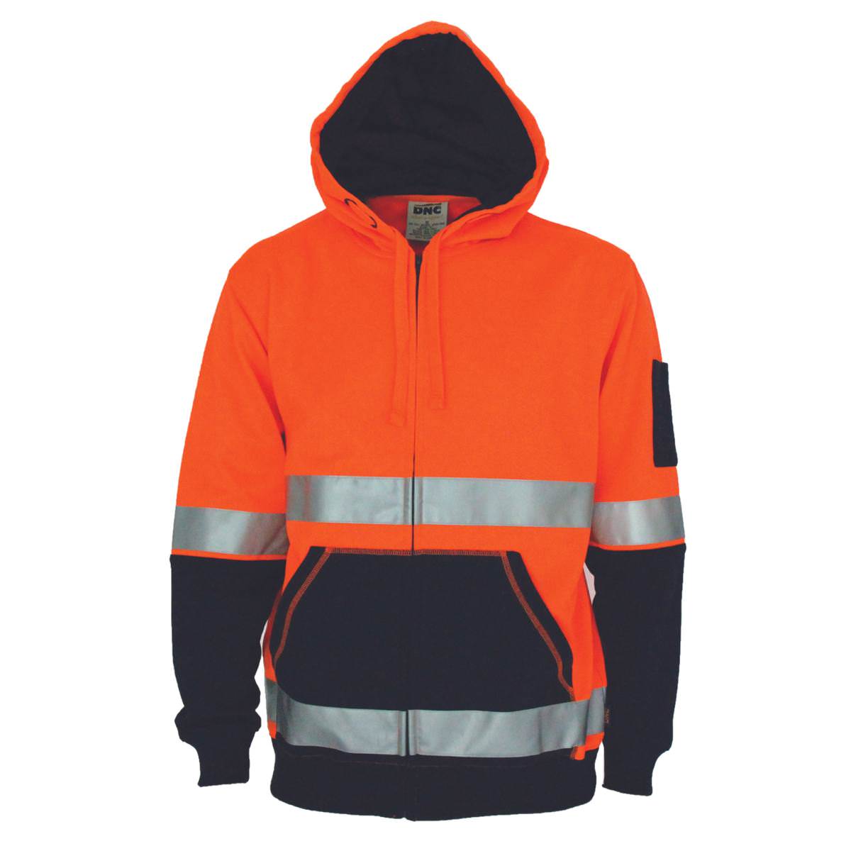 DNC HiVis 2 Tone Full Zip Super Fleecy Hoodie With CSR R/Tape 3788