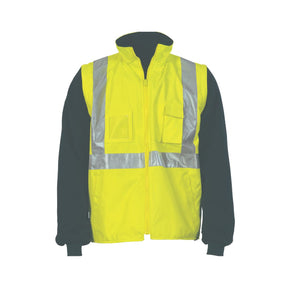 Hi Vis Cross Back Day Night "4 in 1" Zip Off Sleeve Reversible Vest 3994