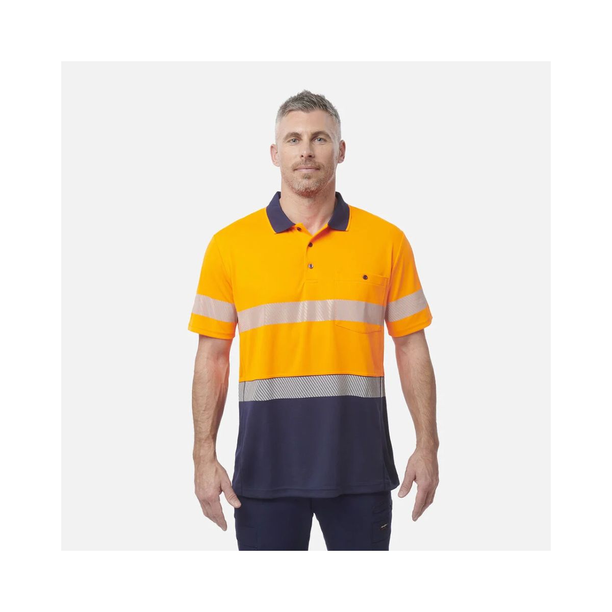 KingGee Men's Workcool Hyperfreeze Hi Vis Short Sleeve Polo Shirt With Segmented Tape K54215