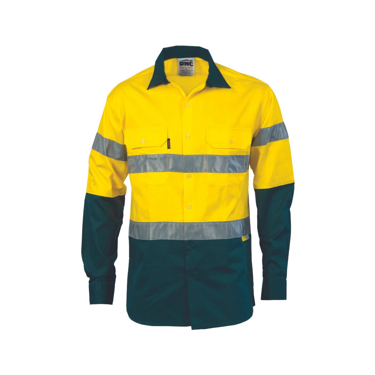 DNC Hi Vis Two Tone Drill Long Sleeve Shirt with 3M 8910 Reflective Tape 3836