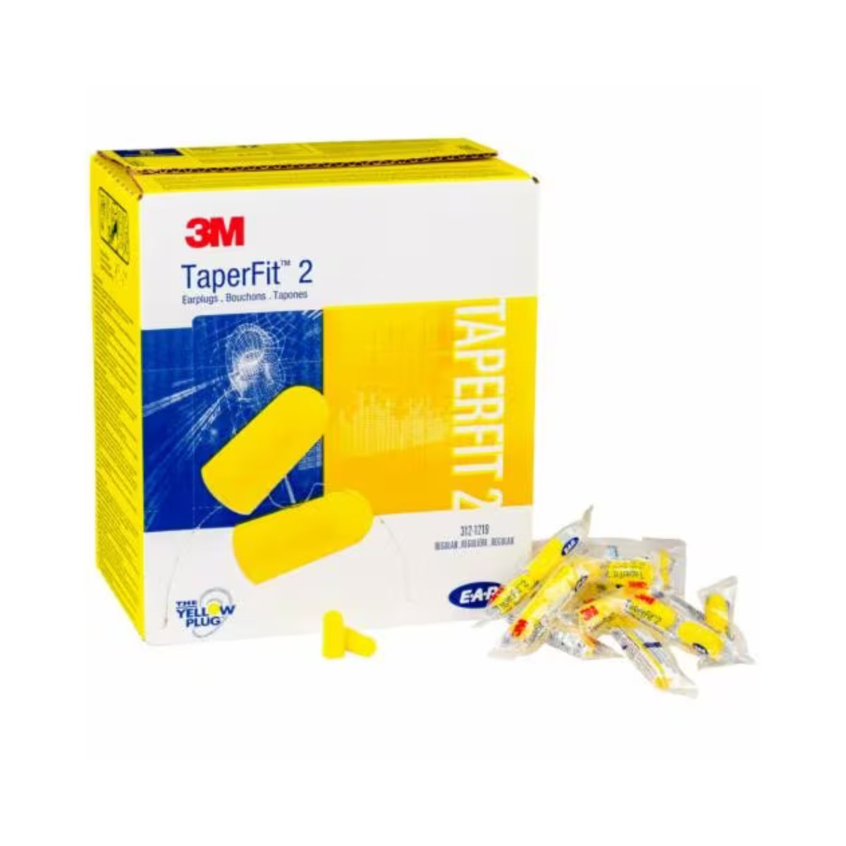 3M™ E-A-Rsoft™ TaperFit™ 2 Regular Uncorded Earplugs, Poly Bag, 312-1219,  26dB (Class 5) (Box of 200 Pairs)