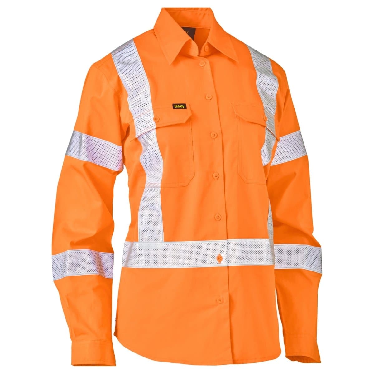 Bisley Women’s X Taped Biomotion Hi Vis Cool Long Sleeve Lightweight Drill Shirt BL6166XT