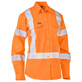 Bisley Women’s X Taped Biomotion Hi Vis Cool Long Sleeve Lightweight Drill Shirt BL6166XT