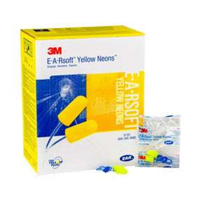 3M™ E-A-Rsoft™ Yellow Neons™ Large Corded, Poly Bag 311-1251 - 23dB (Class 4) (Box of 200 Pairs)