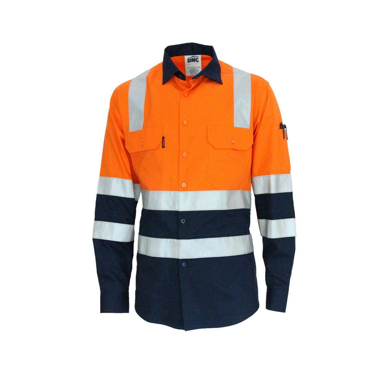 DNC Hivis 2 Tone Lightweight Cotton Bio-Motion & "X" Back Shirt With CSR Reflective Tape - L/S 3547