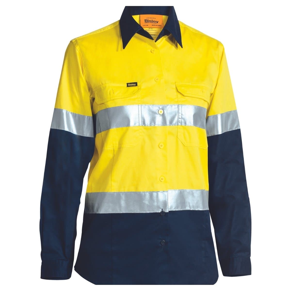 Bisley Women’s Taped Hi Vis Cool Lightweight Drill Shirt BL6896