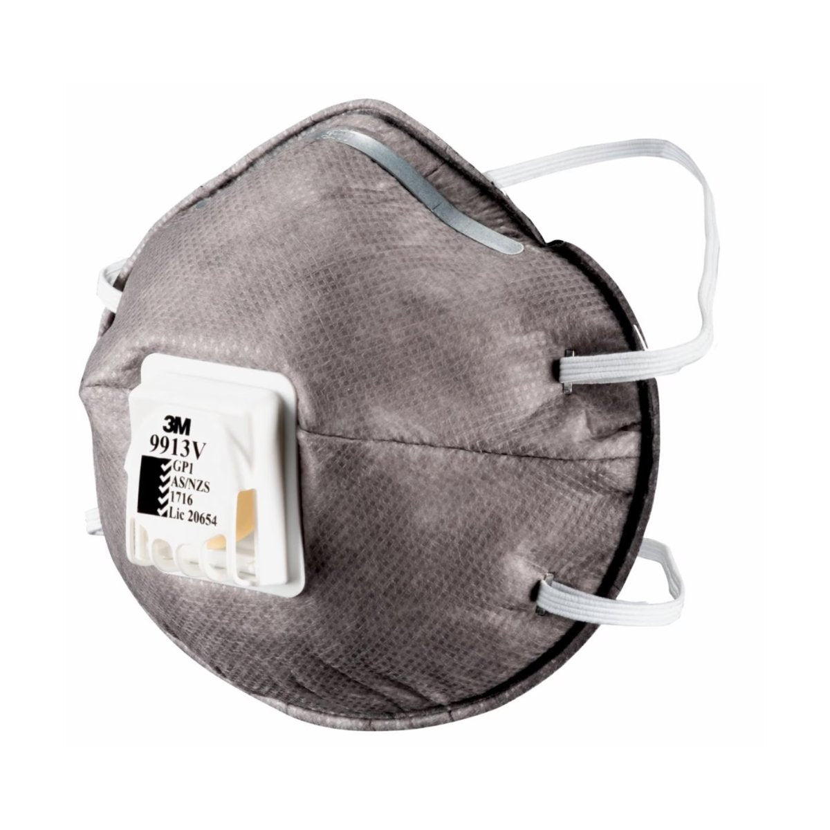 3M™ Cupped Particulate Respirator 9913V, GP1 with valve, with Nuisance Level* Organic Vapour Relief (Pack of 10)