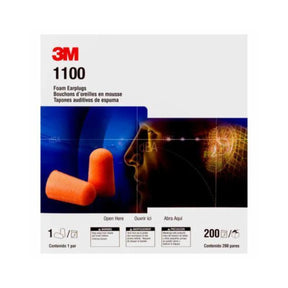 3M™ Uncorded Earplugs, Poly Bag, 1100, 21dB (Class 3) (Box of 200 Pairs)