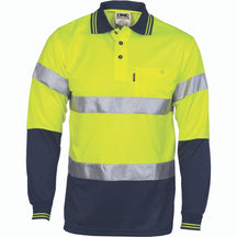 DNC HiVis D/N Cool Breathe Polo Shirt With CSR R/Tape - Long Sleeve 3716