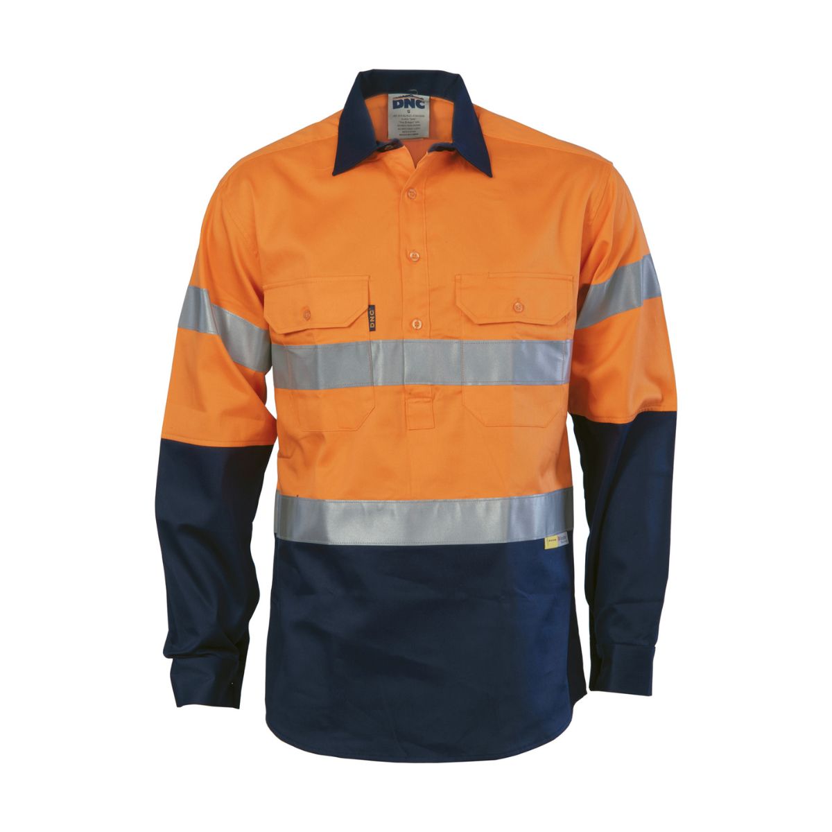 DNC Hi Vis Closed Front Drill Shirt Taped L/S 3849