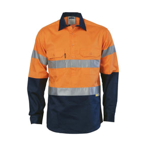 DNC Hi Vis Closed Front Drill Shirt Taped L/S 3849