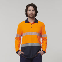 Hard Yakka Men's Long Sleeve Hi Vis Taped Polo Y19619