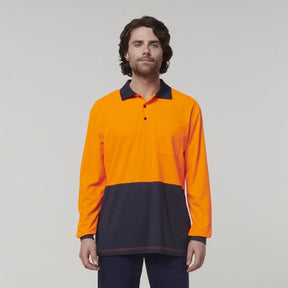 Hard Yakka Men's Long Sleeve Hi Vis Polo Y19617