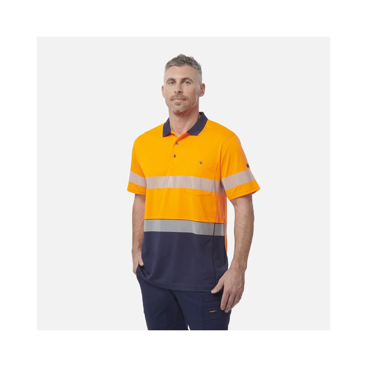 KingGee Men's Workcool Hyperfreeze Hi Vis Short Sleeve Polo Shirt With Segmented Tape K54215