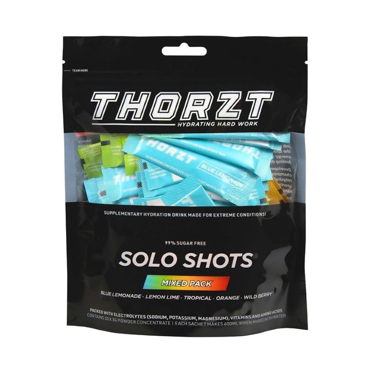 Thorzt 99% Sugar Free Solo Shots SSSFMIX (Pack of 50 - Mix Of 5 Fruit Flavours)