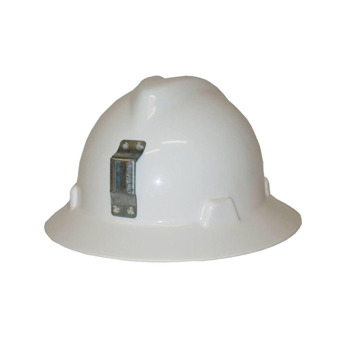 MSA V-Gard Full Brim Hard Hat, Fas-Trac III 4pt Suspension, Metal Lamp Bracket 224158WHF