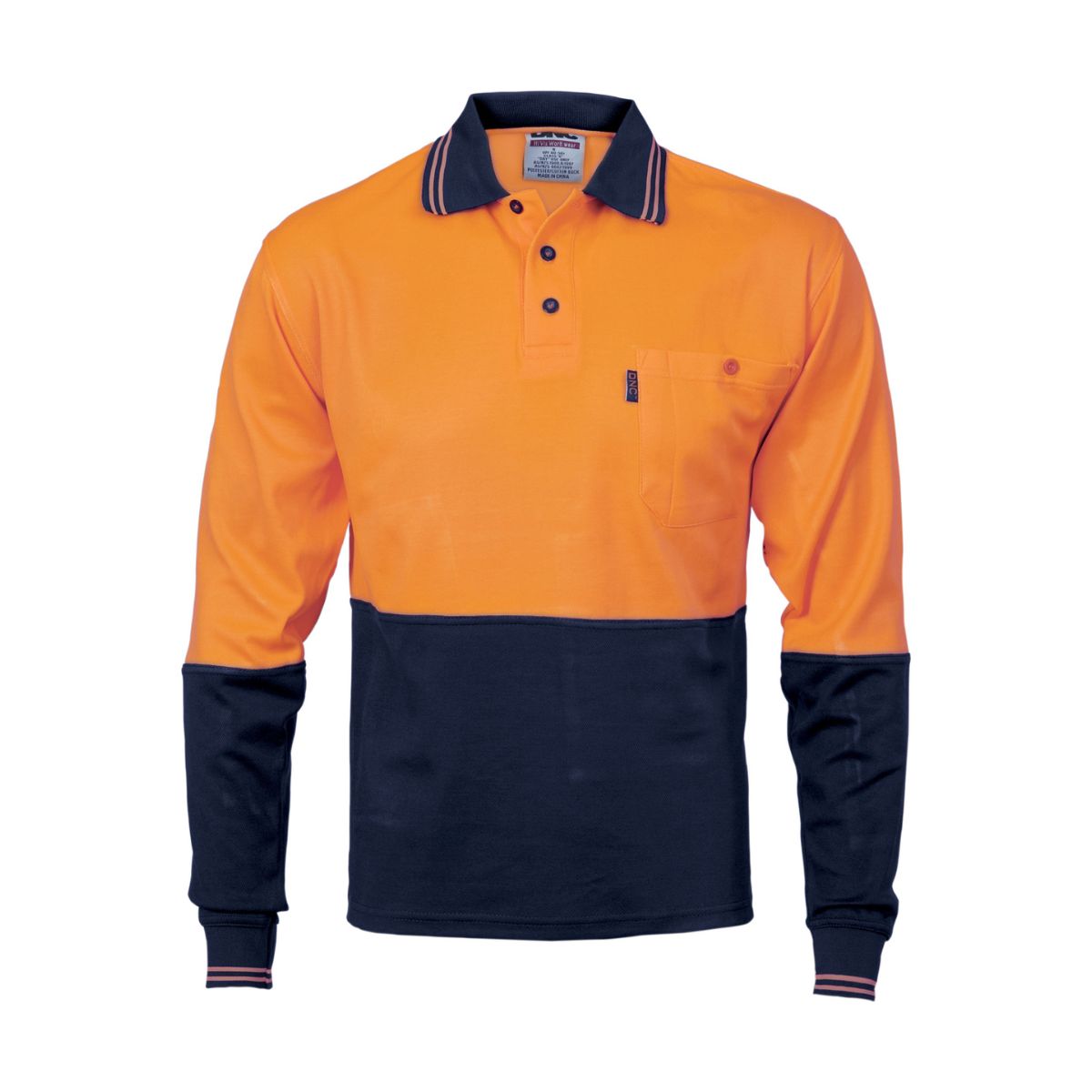 DNC Hi Vis Cotton Back Polo Shirt L/S 3816