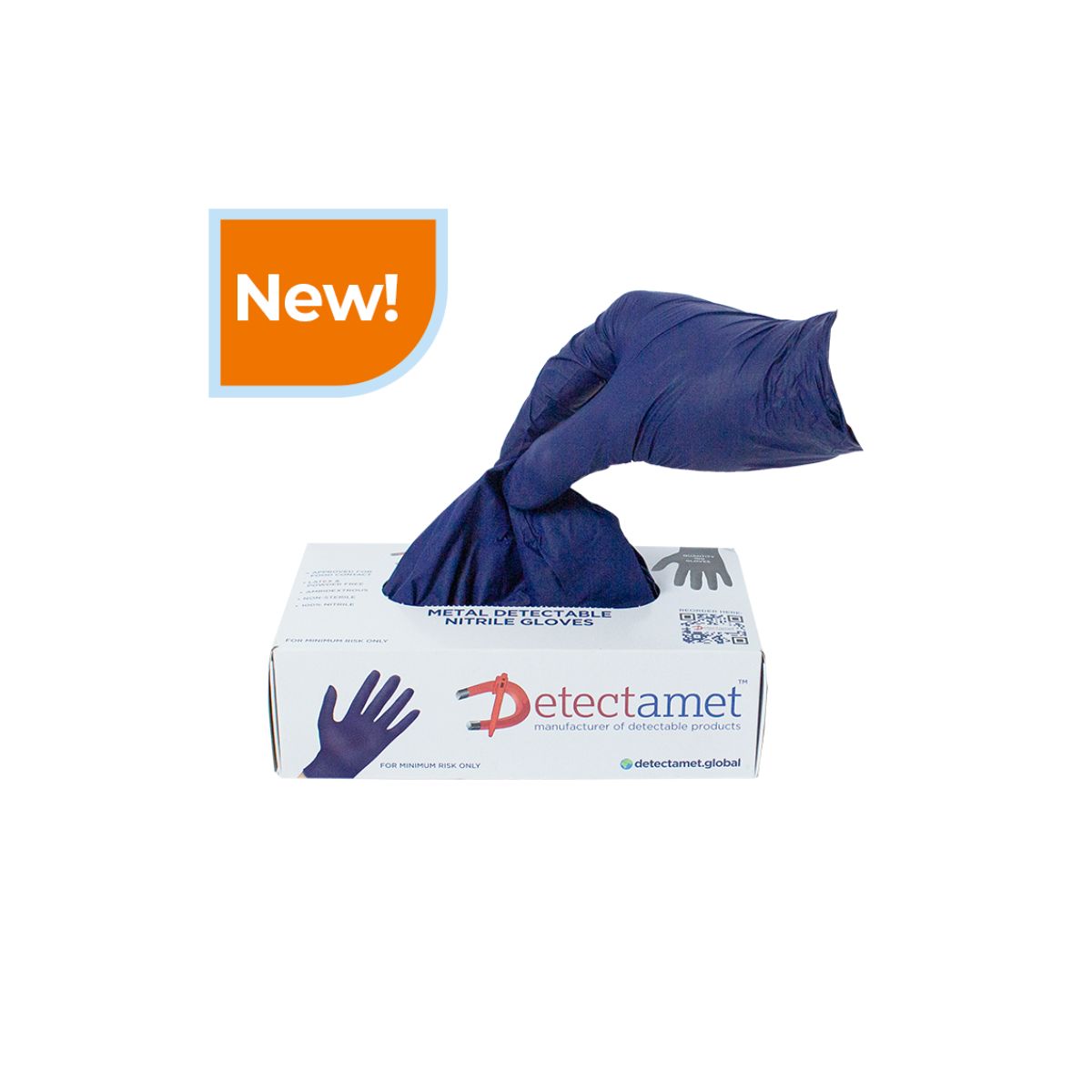 Metal Detectable Nitrile Gloves - 4 Mil Blue Disposable (Box of 100)