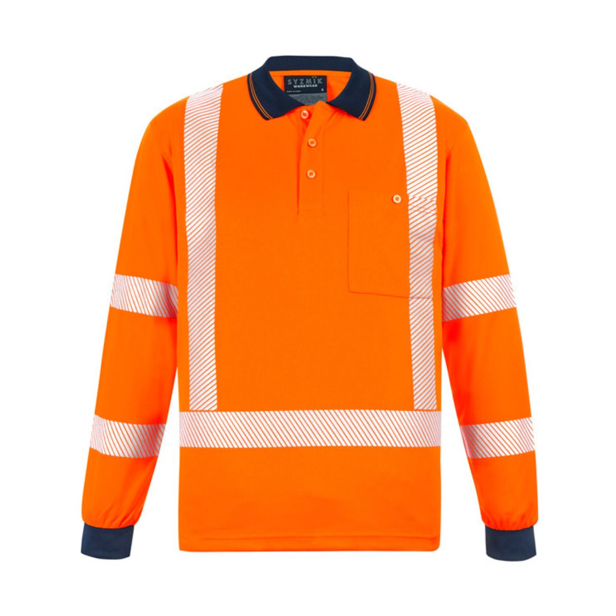 Syzmik Unisex Hi Vis X Back NSW Rail Long Sleeve Polo ZH690