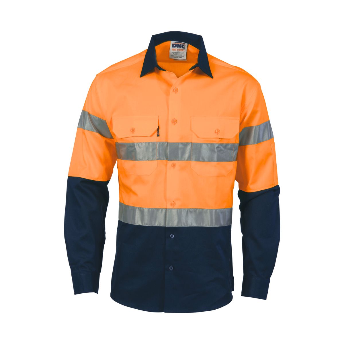 DNC Hi Vis D/N 2 Tone Drill Shirt with Generic R/Tape L/S 3982