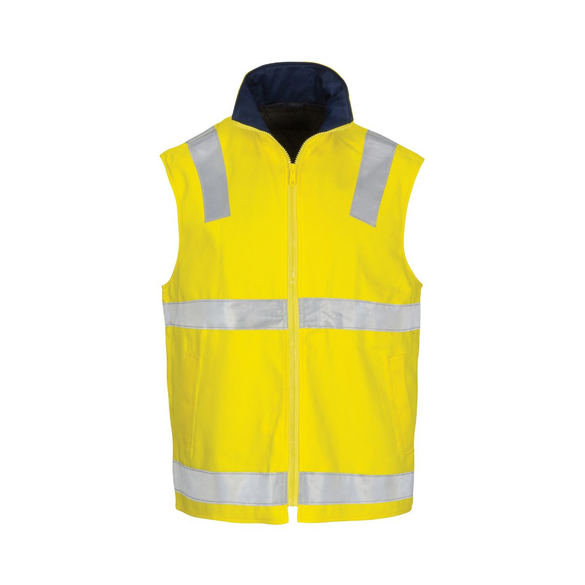 DNC Hi Vis Cotton Drill Reversible Vest with Generic Reflective Tape 3765
